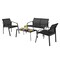 Costway 4 PCS Patio Furniture Set Loveseat Sofas Armrest Glass Table Deck